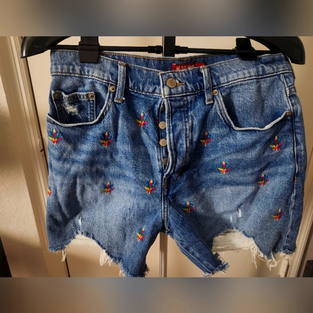 Lucky Brand Embroidered Denim Shorts